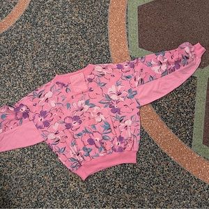 Vintage Pretty pink ribbed floral tricot by Scherle. Size medium. Cotton